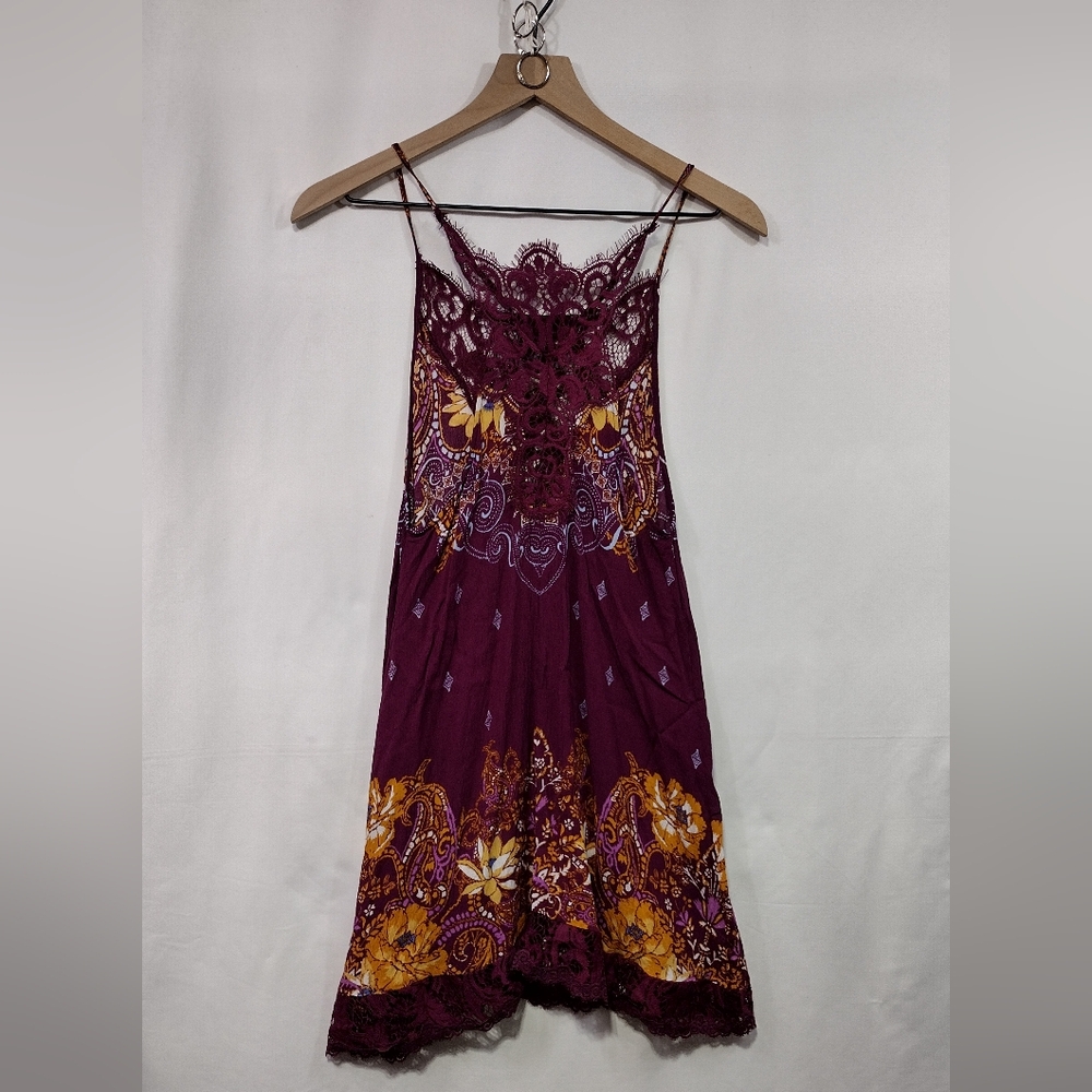 Free People Who Is Sorry Now Floral Dress Women's S Purple Retro 90s Y2K Coastal - Picture 5 of 8